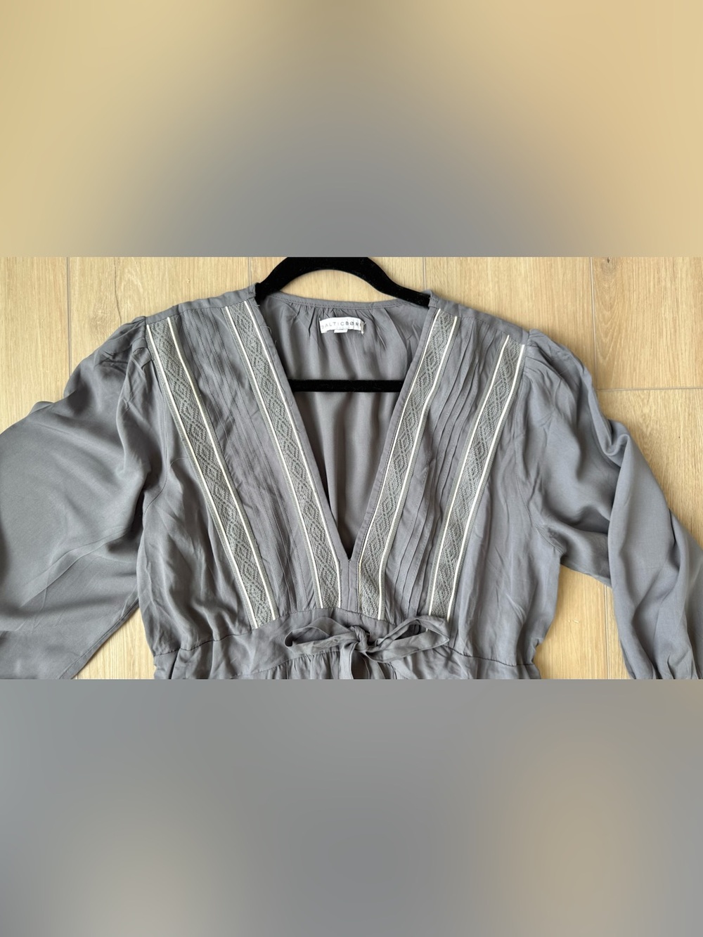Baltic Born Amelia Boho Peasant Cottagecore Maxi Dress Gray Sz M - Picture 5 of 13
